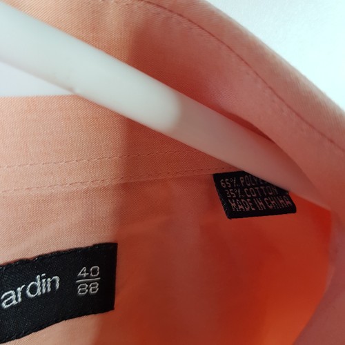 Pierre Cardin Button Up Pocket Dress Shirt Mens Size 40 Salmon Pink Embroidered - Picture 8 of 11