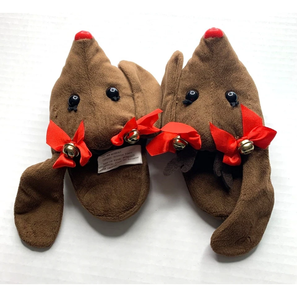 Zapatillas Poochie and Co Niñas Talla Pequeña 4 5 Ciervos Reno Marrón Campanas Arcos Chri Foto 2 de 4