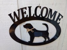 Bloodhound Handcrafted Metal Welcome Sign black silhouette Made in the USA