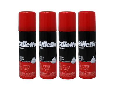 4 Pack of Gillette Foamy Regular Shave Foam, Travel Size 2 Ounce