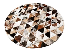 Cowhide Round Patchwork Carpet Handmade Cowhide Carpet  Home Décor Cow Skin 36