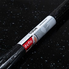 STICKY BACK PLASTIC VINYL DCFIX BLACK GRANITE SELF ADHESIVE FILM 2.1m x 90cm