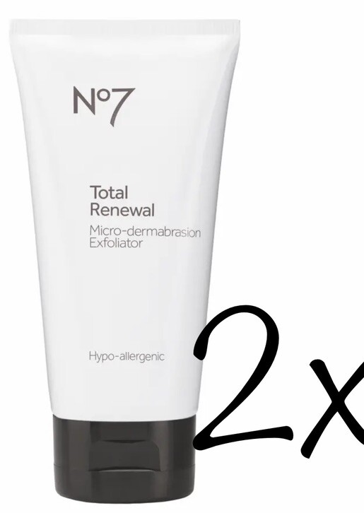 2x No7 Total Renewal Micro-Dermabrasion Exfoliator Hypo-Allergenic 75ml Unboxed
