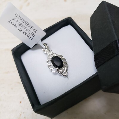Kambodschanischer schwarzer Spinell und kambodschanischer Zirkon Sterlingsilber Anhänger.