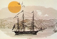 Art-US Naval Frigate in Charlotte Amalie Harbor, St Thomas VI Vintage 4x6 PC