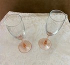 TWO Luminarc Glasses France PINK Rose Stem Champagne Flutes 8 1/2 inch — photo 3