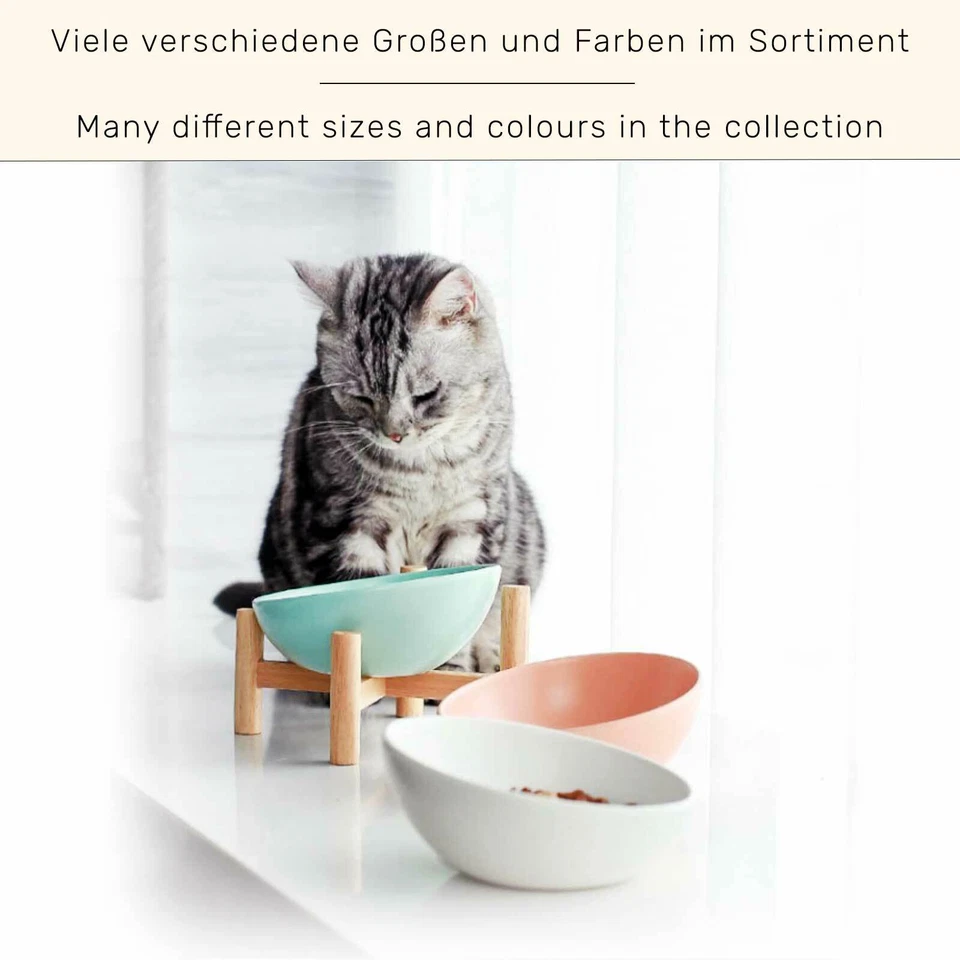 Hundenapf Katzennapf aus Keramik Bambusständer Futternapf Fressnapf erhöht - Bild 4 von 4