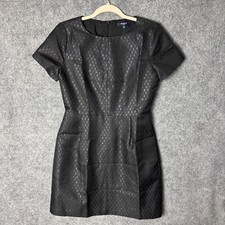 Madewell Dress Women's 2 Black Brocade Shimmer Metallic Short Sleeve 08736