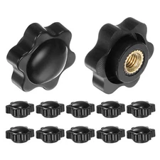 12pcs Star Knobs M6 Thread 25mm Head Non-Through Hole Brass Insert Knob Black