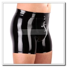 Latex Shorts Men Front Zip Boxers Crotch Pouch Cool Customized 0.4mm E87