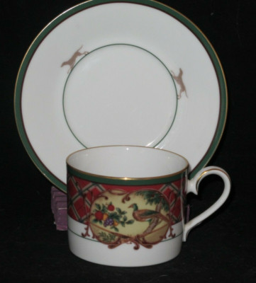Noritake The Hunt Teacup Cup and Saucer Set Pheasant Rabbit Dog