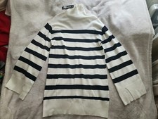 Steve Madden abbie Turtleneck sweater dress cream/ black striped Sz M BNWT