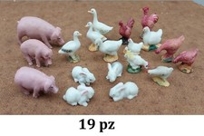 animali presepe 19 pz in resina maiali oche conigli gallo galline casa presepe