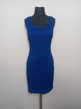 Guess Size 10 Royal Blue Stretch Knit Sleeveless Scoop Neck Pencil Dress