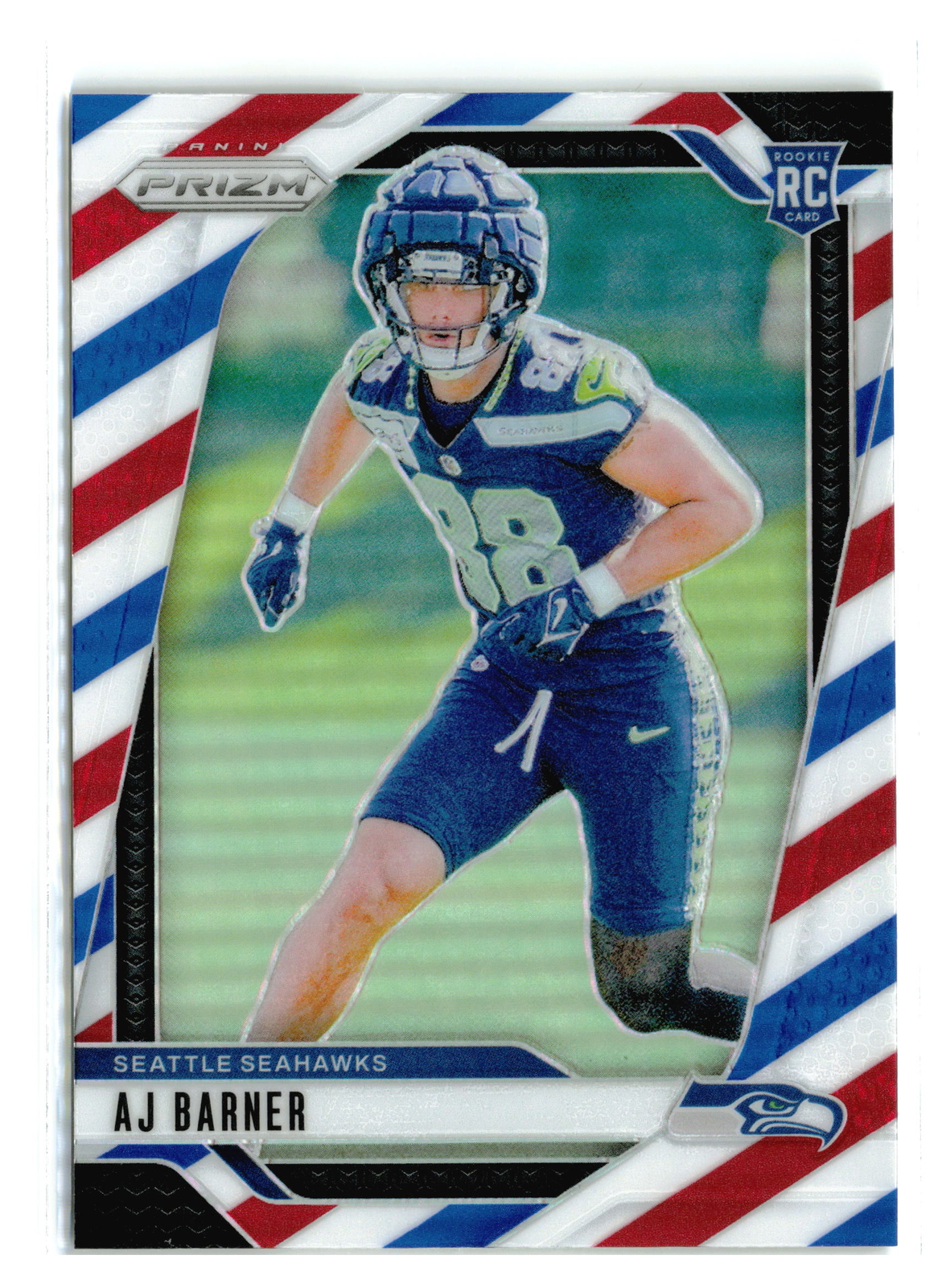 AJ BARNER #304 RC 2024 PANINI PRIZM SEAHAWKS RED WHITE BLUE