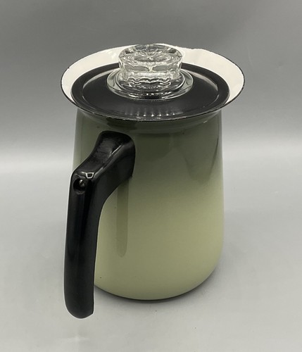 Vintage Avocado Green Fade Percolator Metal Coffee Pot Complete Between 4-6 Cups - Picture 16 of 20