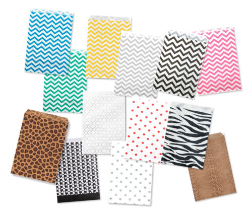 Lote de 5x7, 6x9 bolsas de regalo de papel, Chevron, cebra, leopardo, lunares fiesta boda - Imagen 92 de 94