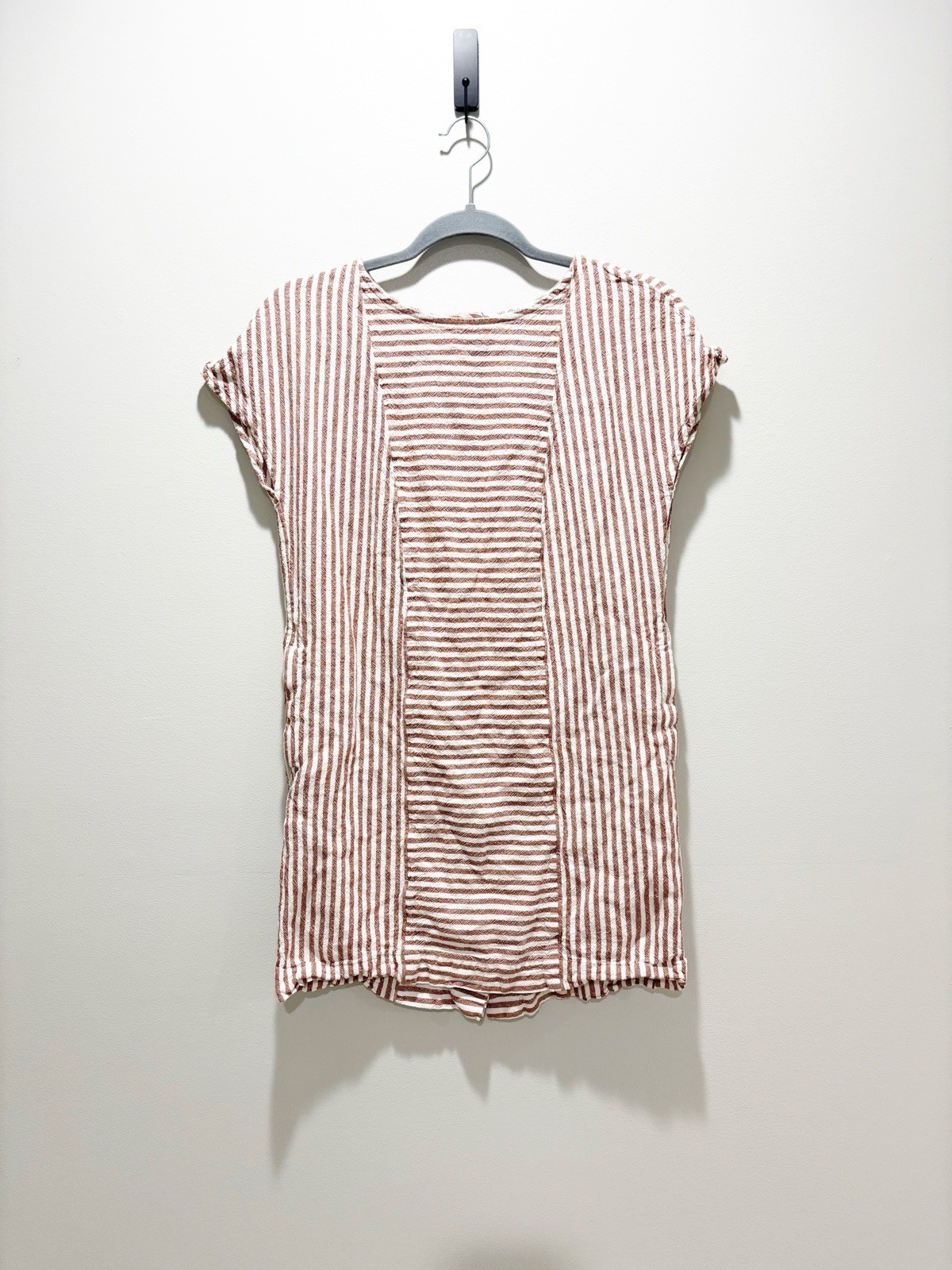 MADEWELL • Women’s Small Stripe Play Button Back Tee Dress Short Sleeve Size S