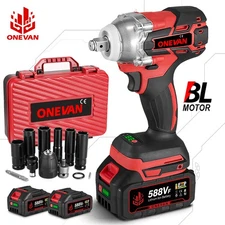 Cordless Impact Wrench 1/2" Brushless High Power Driver Car Home W/ Battery Case