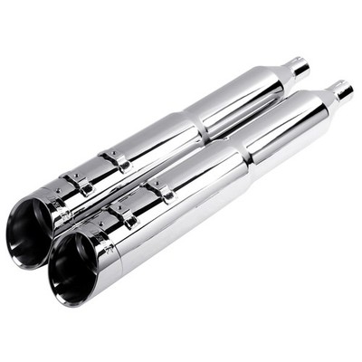 RingShark 4.5'' Stepped Slip-On Mufflers For Trike 2009-2025, Chrome End Cap