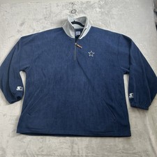 Vintage Dallas Cowboys Fleece Mens XL Blue Starter 1/4 Zip Pullover Sweatshirt