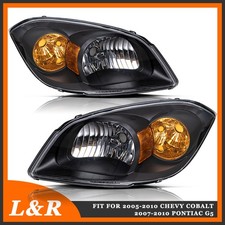 Headlights Assembly For 05-10 Chevy Cobalt 07-10 Pontiac G5 05-06 G5 Black Amber