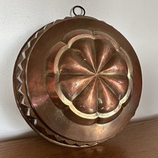 Antike Backform Kupfer Verzinnt Rund Blume um 1900 Pudding Form Alt Selten Deko