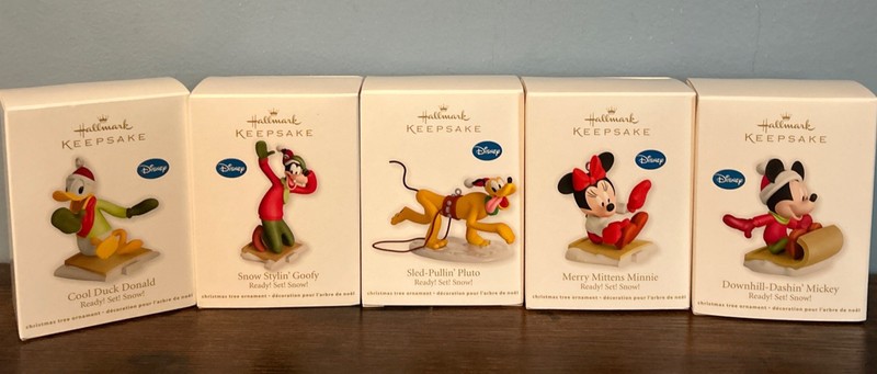 Lot Of 5 Set Ready! Set! Snow! Hallmark Keepsake Disney Keepsake Ornaments