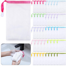 50-Pcs Mesh Soap Saver Bags Exfoliating Pouches 10 Colors Drawstring Shower