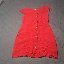 American Tall Women’s Red Button-Front Scoop Neck Cap Sleeve Mini Dress M