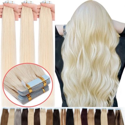 60 Stück Tape in Hair Extensions Remy Echthaar Haarverlängerung Tresse Balayage
