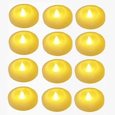 LED Floating Candles for Centerpieces – 12 Pack Warm White 2.5 Wax Candle wit...