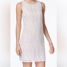 VINCE CAMUTO Lace Sheath Dress Sleeveless White and Tan Women’s Size 8