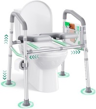 Adjustable Raised Toilet Seat with Handles - 500 lb Capacity, Easy Install