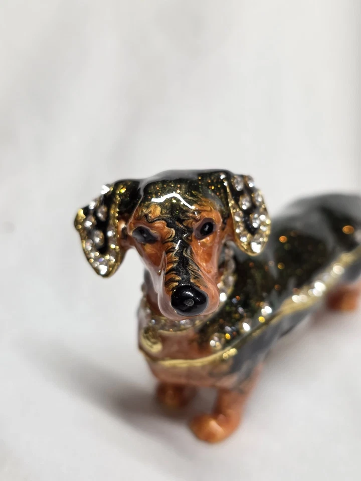 Caja de baratija RUCINNI Dachshund adornada con joyas decoración de perro coleccionable Foto 4 de 4