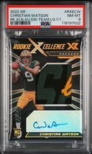 2022 PANINI XR RC XCELLENCE AUTO SWATCHES #RXECW CHRISTIAN WATSON 1/1 PSA 8 AUTO