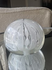 Vintage Murano Latticino Millefiori Glass Paperweight 3 All White aesthetic