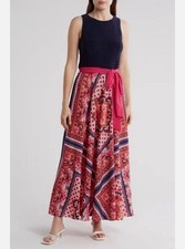 Eliza J Maxi Scarf Dress 16 Womens Sleeveless Handkerchief Belt Boho NWT $168