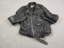 Vintage Bermans Leather Jacket Mens Medium 42 Black Motorcycle Biker Thriller