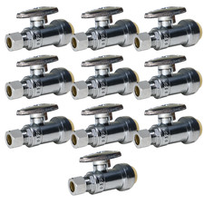10 Pack  XFITTING  1/2" Push Fit X 3/8" OD Straight Stop Valve, 1/4 Turn