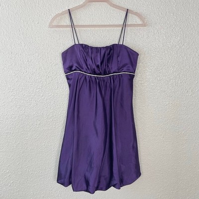 Vintage Y2K Bubble Hem Babydoll Mini Dress with Rhinestones Party Club Night S