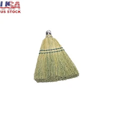 Durable Corn Fiber Broom Lightweight Short Handle Indoor Outdoor Cleaning New