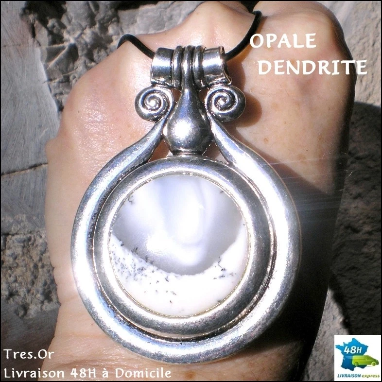 Pendentif Pierre Brute Opale de Feu et Argent 925