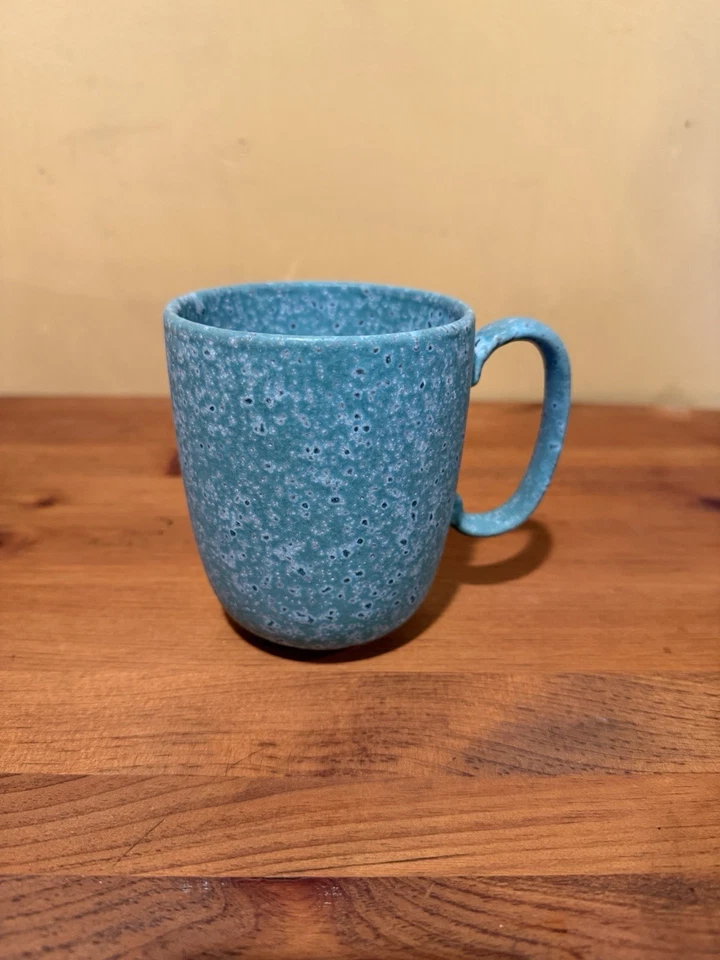 Набор из 3 кружек Anthropologie Stoneware с крапинками сине-зеленые серые современные бохо - Изображение 4 из 4