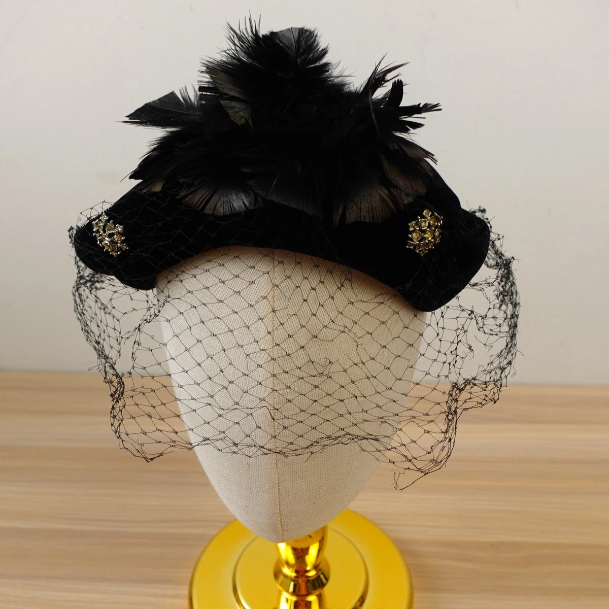 Mr John Vintage Black Red Feather Hat Races Opening Day Derby Fascinator 1960s il_fullxfull.6684026940_mj93.jpg main image 4