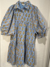 SAULE PARC Blue - Floral Mini Dress puffy sleeve Size M