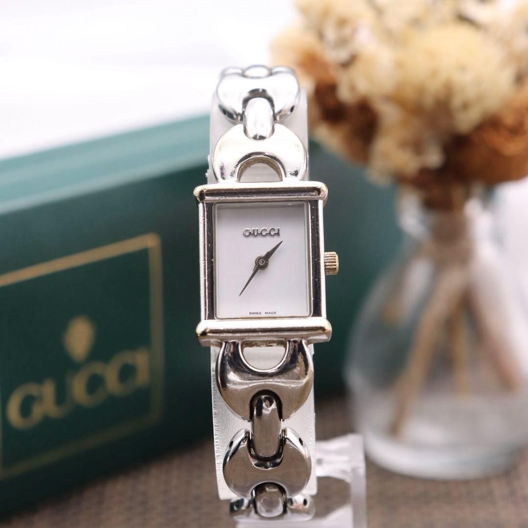 Gucci 1800L Watch Quartz Women's White Dial Silver No Box From Japan Working thumbnail 2