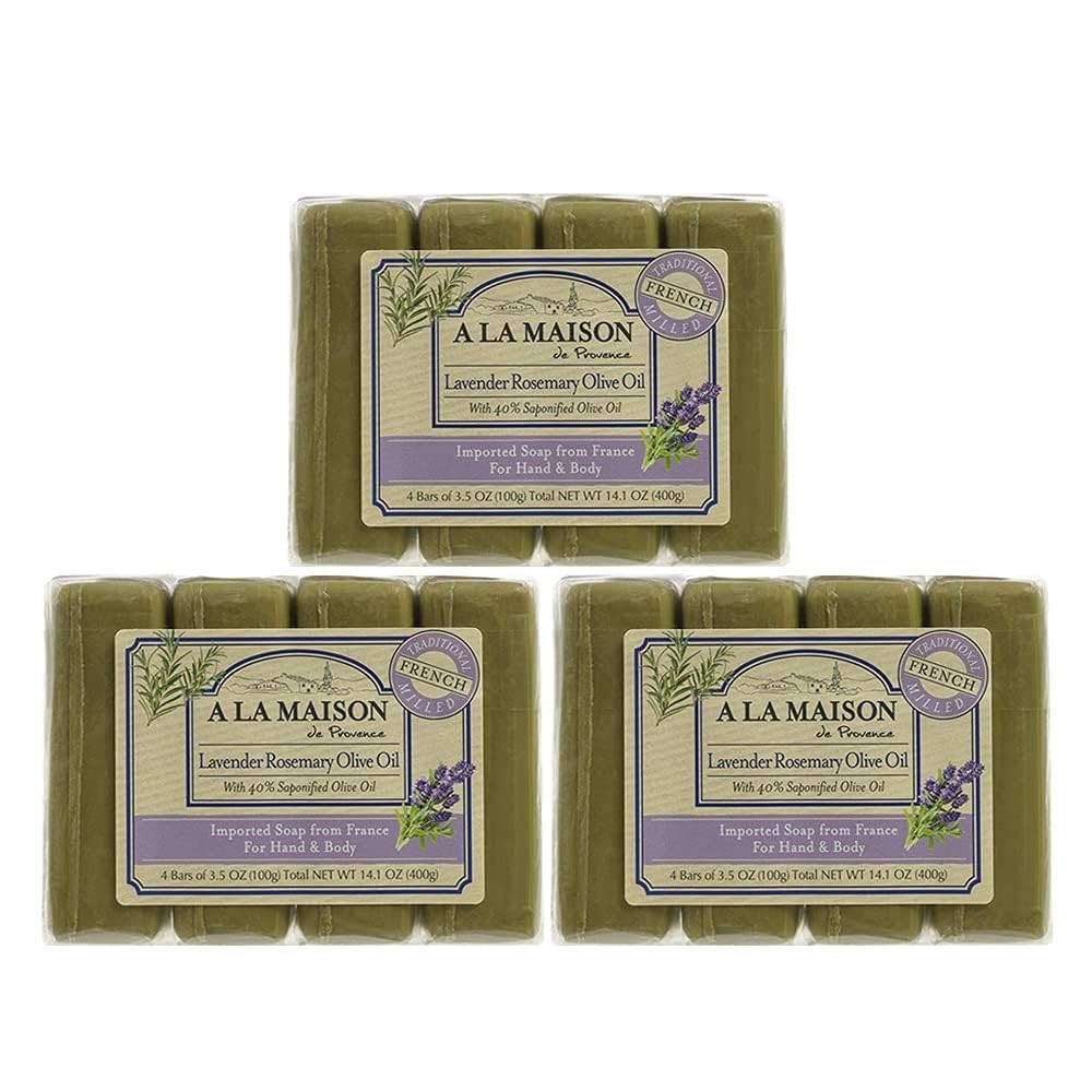 Lavender Rosemary Olive Oil Bar Soap - Uses: Hand and Body, Triple Milled, Es...