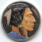 2005 Indian Head Buffalo Nickel 999 Silver 1 oz Colored Art Medal Round - P769