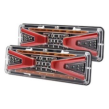 2PCS Truck Tail Light Rear Stop Light Trailer Brake Light Flowing Turn LED131-B